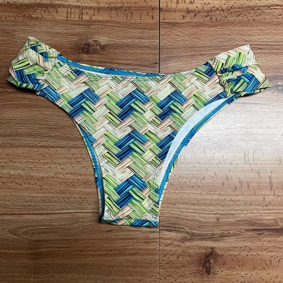 Basket Weave Print Draped Bikini Bottom - Picture 1 of 4